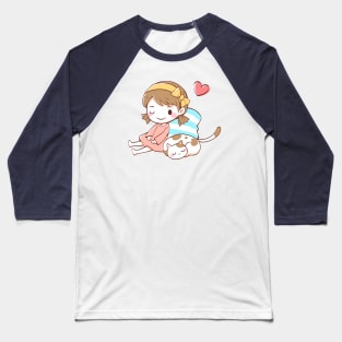 Kawaii Kitty Love Baseball T-Shirt